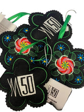 Load image into Gallery viewer, “YM50” embroidered double sided flower ornament exclusively designed and made for The Ukrainian Museum honoring the 50th Anniversary. Made in Ukraine by “Kozhna Zmozhe”, 100% of the sales go directly to The Ukrainian Museum.
