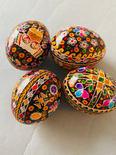 Load image into Gallery viewer, Pysanky hen eggs with black batik floral , assorted