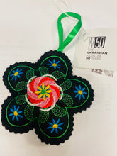 Load image into Gallery viewer, “YM50” embroidered double sided hanging flower ornament exclusively designed and made for The Ukrainian Museum honoring the 50th Anniversary. Made in Ukraine by “Kozhna Zmozhe”and 100% of the sales go directly to The Ukrainian Museum.
