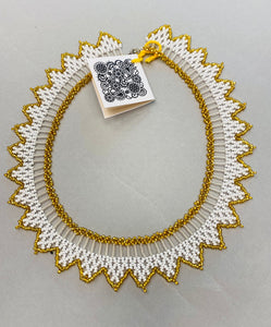 Bakhmut Gerdan collar   white with gold  18”