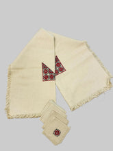 Load image into Gallery viewer, Embroidered Linen Tablecloth  42" x 42"  square with fringe
