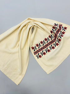Woven Vintage Natural Rushnyk (Runner) with red and black   42" x 19"