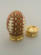 Load image into Gallery viewer, Clear lucite, wood, metal Pysanka Stands
