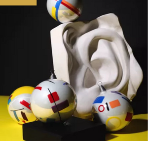 Kazimir Malevich set of 4 hand painted ornaments, made in Ukraine by Grono Shop
