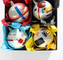 Load image into Gallery viewer, Kazimir Malevich set of 4 hand painted ornaments, made in Ukraine by Grono Shop
