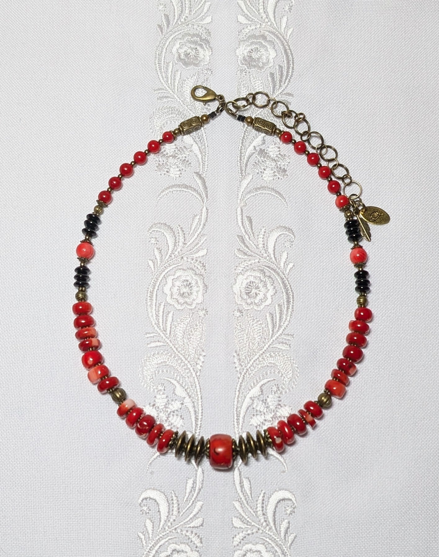 New! Olena Labunka necklace of bamboo coral beads,glass beads #11