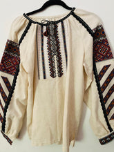Load image into Gallery viewer, New! Blouse Embroidered Womens   Natural with multicolor #405
