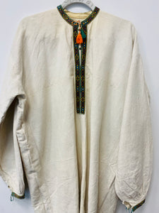 Men's Vintage Embroidered long shirt/tunic of Heavy linen    style # 999