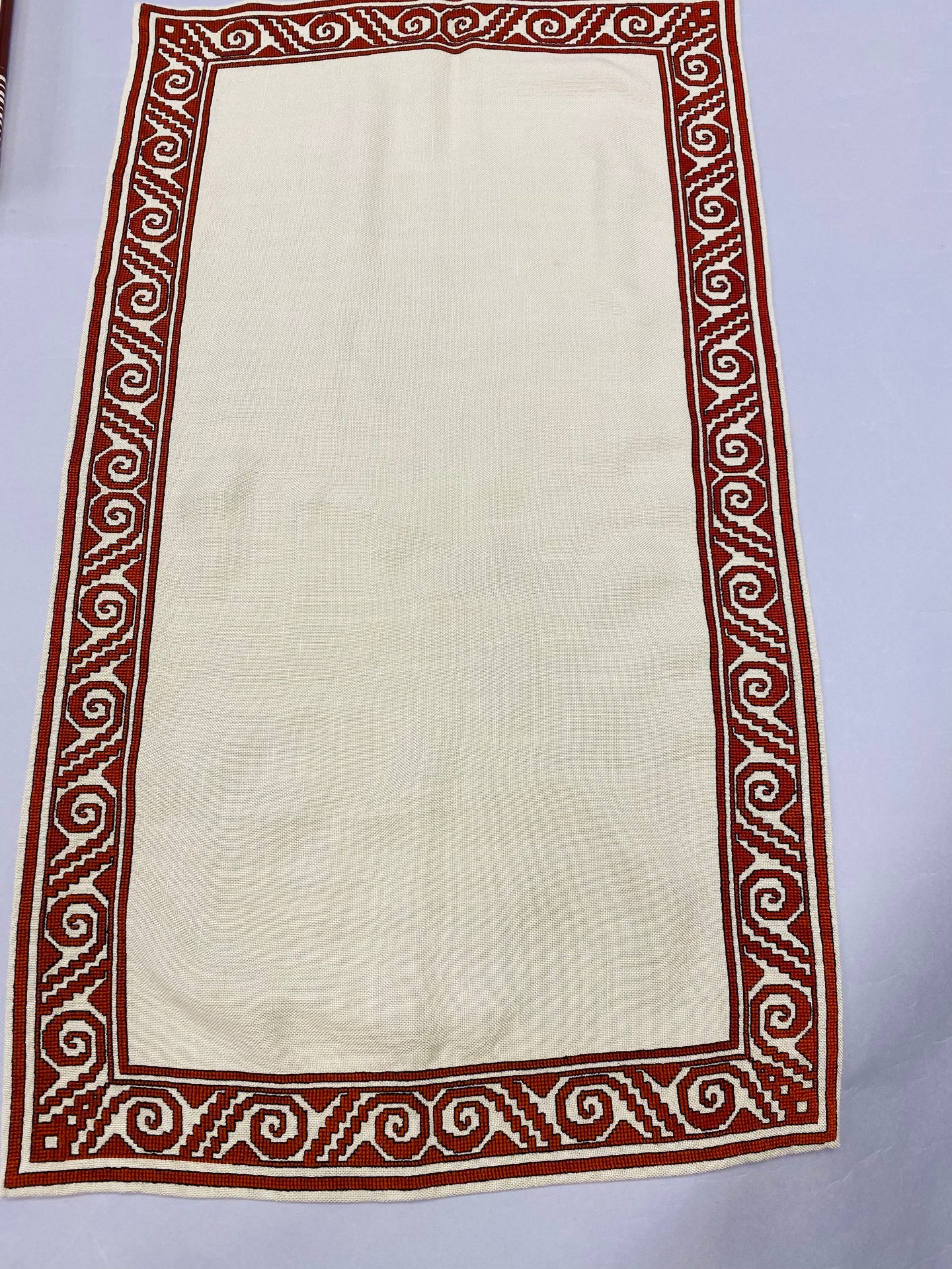 Embroidered  Vintage Natural Rayon Servetka with brick embroidery all around