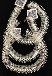 Bakhmut 1" wide Gerdan collar of clear beads with some white & assorted colors beads.