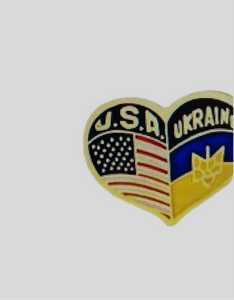 Ukrainian /American flag lapel pin, Ukrainian/American heart pin