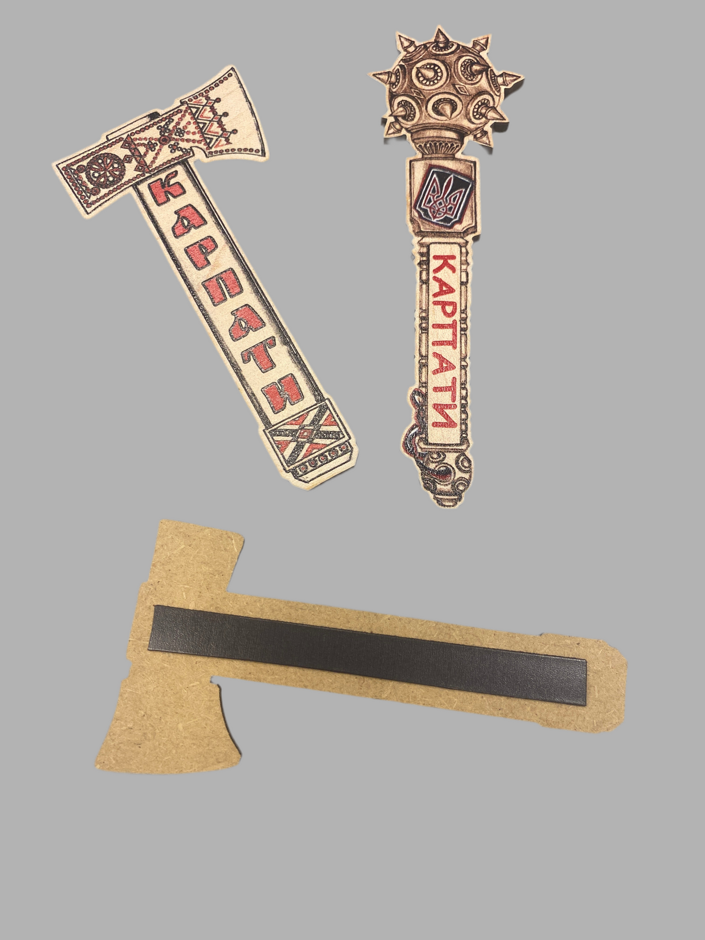 Wooden Karpaty magnet with painted design  2