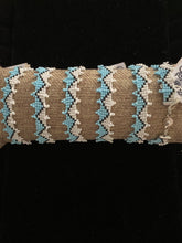 Load image into Gallery viewer, Bakhmut 7&quot;long  turquoise,white,black beaded bracelet with snap lock clasp
