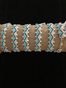 Bakhmut 7" long  turquoise,white,black beaded bracelet with snap lock clasp