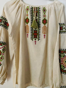 Blouse Embroidered Womens natural multicolor hand embroidery   #327
