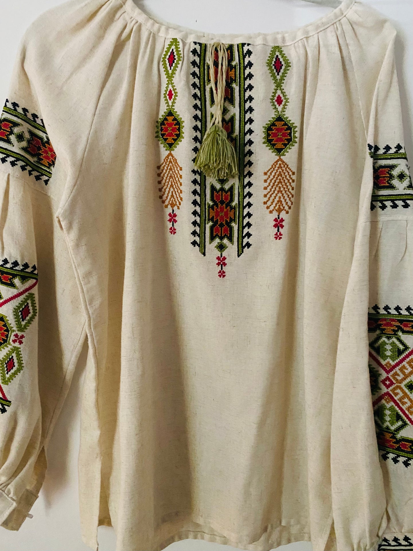 Blouse Embroidered Womens natural multicolor hand embroidery   #327
