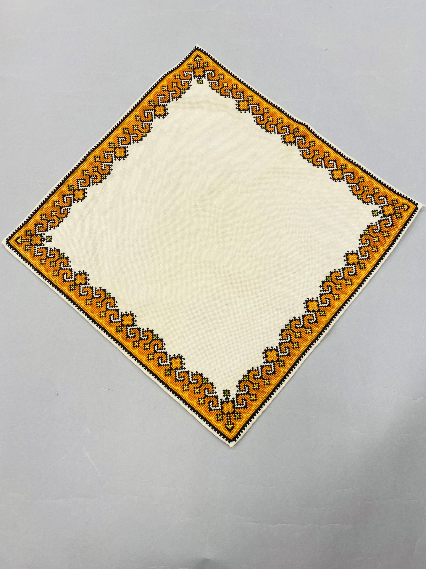 Embroidered  Vintage Natural Servetka with multi embroidery around border