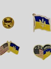 Load image into Gallery viewer, Ukrainian /American flag lapel pin
