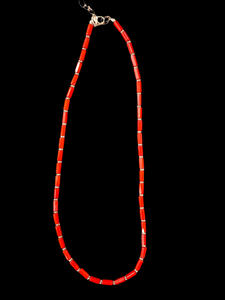 Nina Lapchyk 17”cut tubular coral w/spacers necklace with spacers  #29