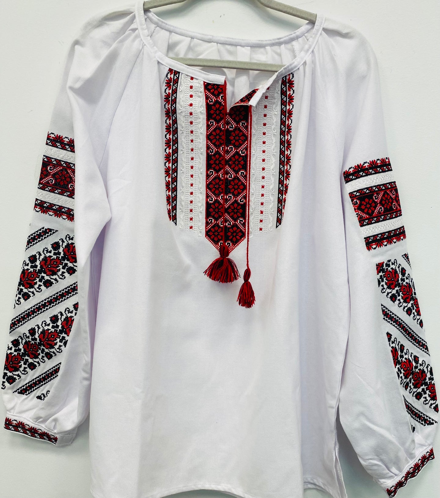 Blouse Embroidered Womens  red ,black on white  # 297