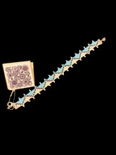 Load image into Gallery viewer, Bakhmut 7&quot;long  turquoise,white,black beaded bracelet with snap lock clasp
