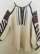 Load image into Gallery viewer, New! Womens Embroidered blouse in natural linen with multicolor embroidery    #345
