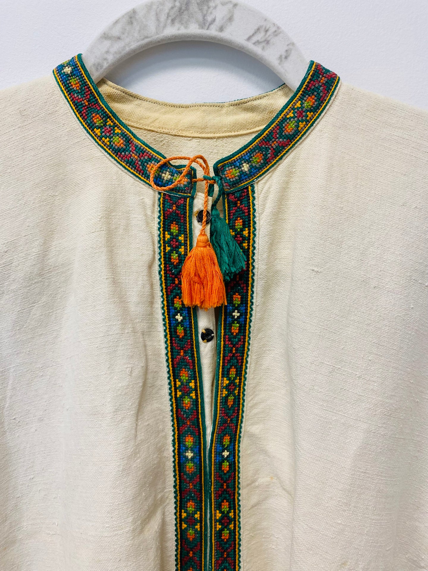 Men's Vintage Embroidered long shirt/tunic of Heavy linen    style # 999