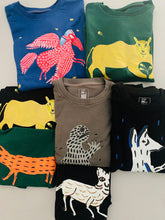 Load image into Gallery viewer, New! Ukrainian Beasts Maria Prymachenko Kind Lion Pine Green Sweatshirt Unisex
