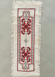Embroidered  Servetka   18 1/2 " x 6 1/4"  with fringe all around