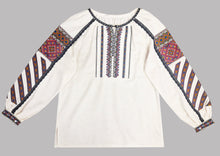 Load image into Gallery viewer, New! Womens Embroidered blouse in natural linen with multicolor embroidery    #345
