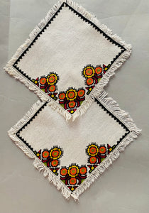 Embroidered  Vintage Multicolor Servetka   6 3/4" x 6 1/4"