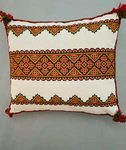 Embroidered Multicolor Medallion Vintage Pillow  17" x 15"