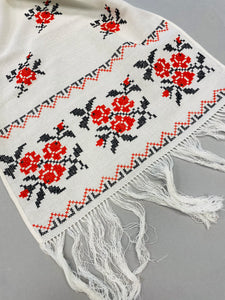 Embroidered Rushnyk (Runner) with red roses & black   46" x 13"