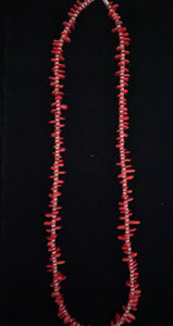 Nina Lapchyk  28 " small cut smooth coral branches w/silver spacers necklace  #98