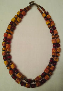 New! Tania Snihur Indonesian yellow-orange glass bead necklace  # 4