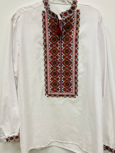 Men's Embroidered Shirt ,White with multi  # 955