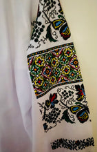 Load image into Gallery viewer, Blouse white linen embroidered Women’s multi flowers,black leaves   #365
