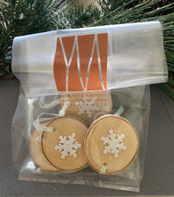 Load image into Gallery viewer, Snowflakes, Bows, or Tree Sets of 5 on Birch Wood Ornaments
