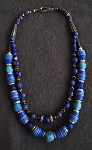 Tania Snihur Vintage blue glass bead necklace   #7