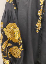 Load image into Gallery viewer, Blouse Embroidered Womens  Black with gold flowers   #257
