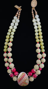 New ! Yara Litosch  double strand,matte carves amazonite,agate bead necklace  # 87