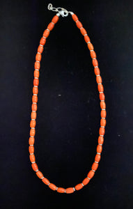 Nina Lapchyk  24 " barrel bead orange coral  w/ spacers necklace  #25