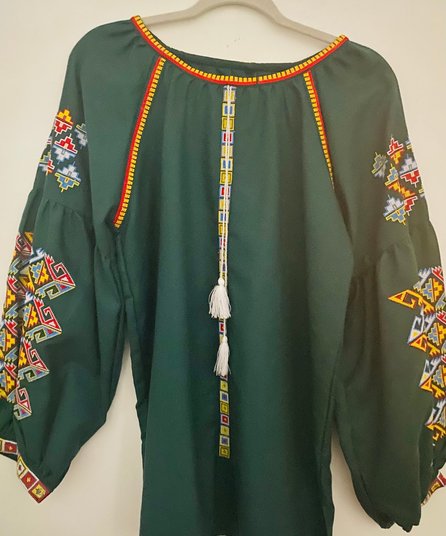 Blouse Embroidered Womens Multicolor on green #289