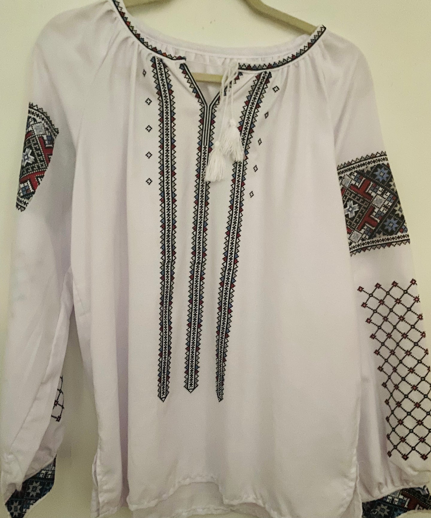 Blouse Embroidered Womens red ,black ,blue,grey on white  # 290