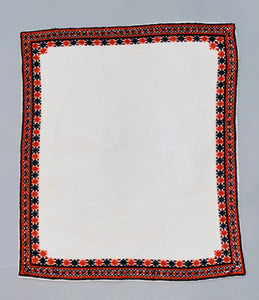 Embroidered  Vintage Servetka with orange, black embroidery  10" x 12"