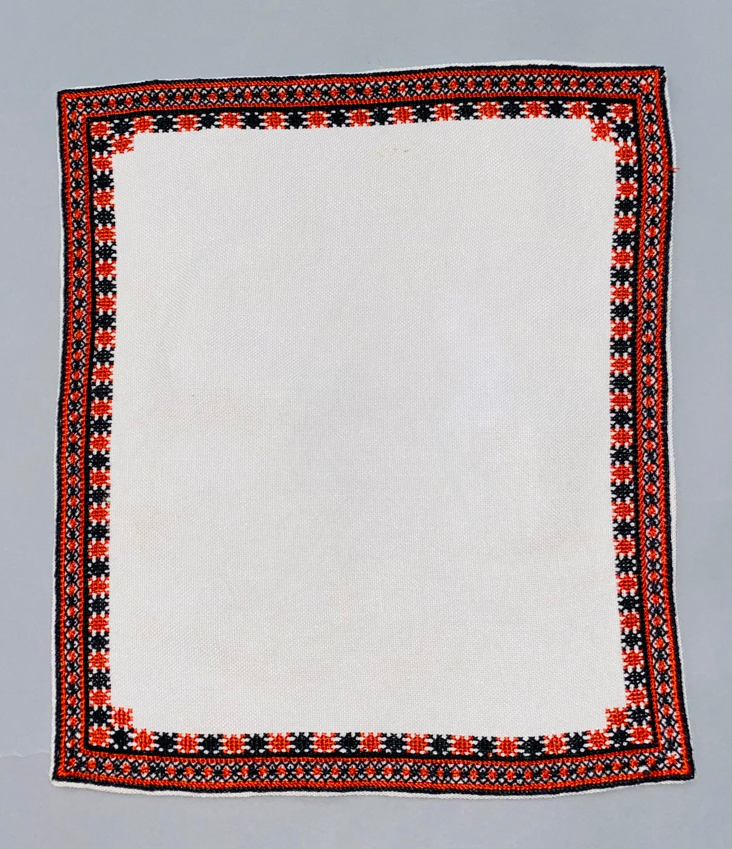 Embroidered  Vintage Servetka with orange, black embroidery  10