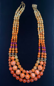 Yara Litosch triple strand semi precious polished & matte stone necklace  #70