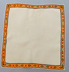 Embroidered Servetka with nyzynka,flat stitch embroidery  14" x 13.5"
