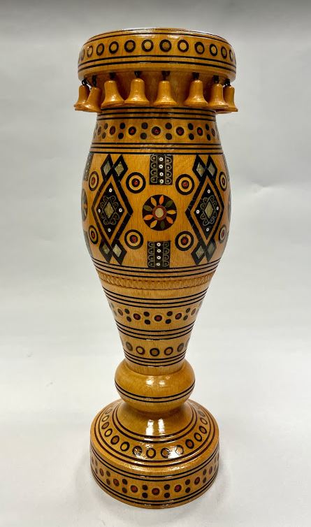 Carved Vase inlaid with mother of pearl,beads #11