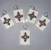 Load image into Gallery viewer, Hand embroidered insert in  4”x3” acrylic keychain
